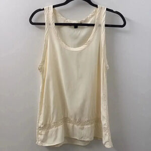 Harlowe & Graham Sleeveless Flowy Lace Cream Blouse Size S